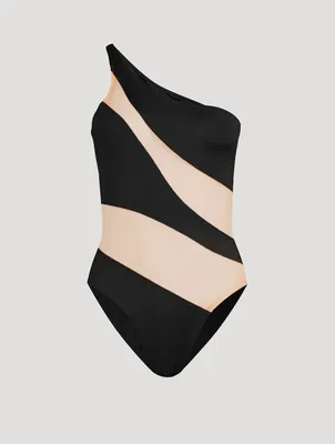 Snake Mesh One-Piece Swimsuit
