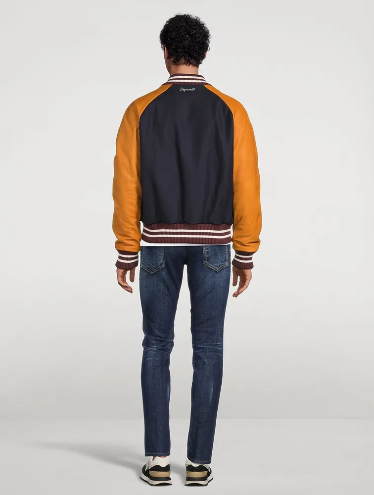 Wool-Blend Varsity Bomber Jacket