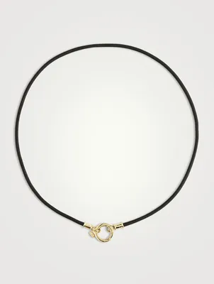 18K Gold Leather Cord Necklace