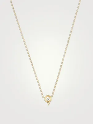 18K Gold Single Diamond Temple Necklace