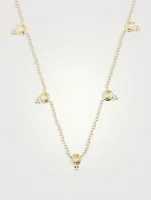 18K Gold Five Diamond Temple Necklace