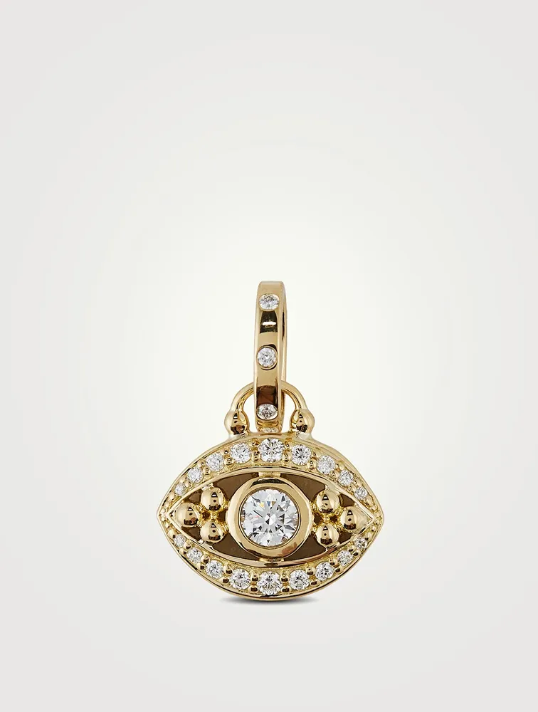 18K Gold Evil Eye Pendant With Diamonds