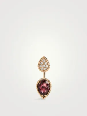 S And XS Motif Serpent Bohème Stud Earring With Garnet And Diamonds
