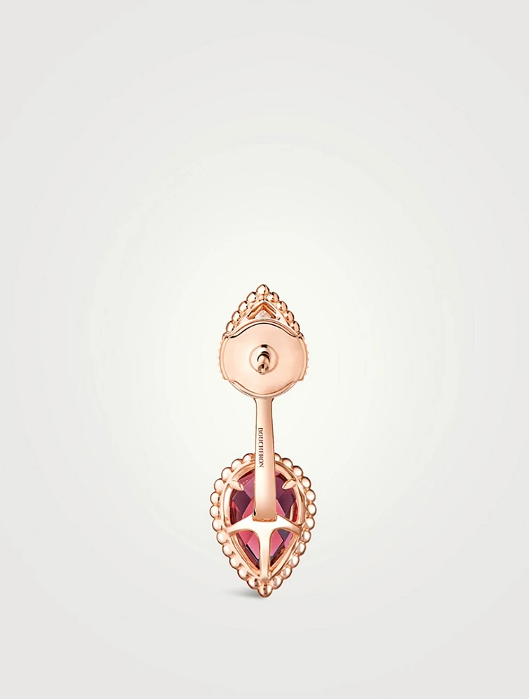 S And XS Motif Serpent Bohème Stud Earring With Garnet And Diamonds