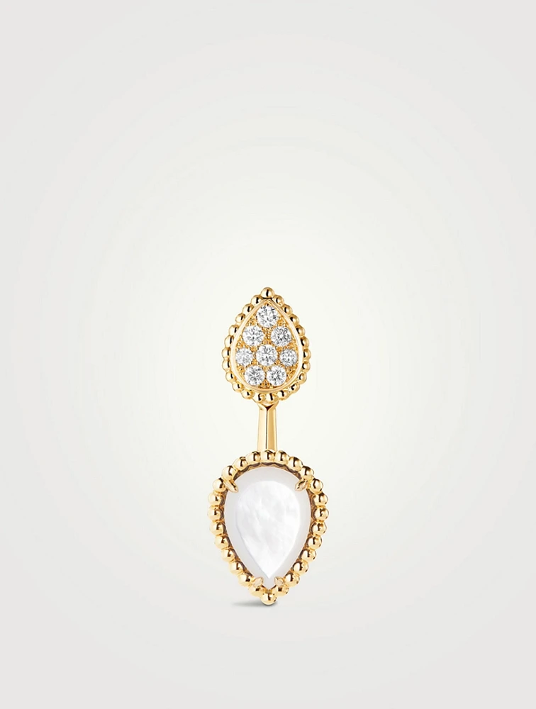 S And XS Motif Serpent Bohème Stud Earring With Mother-Of-Pearl And Diamonds