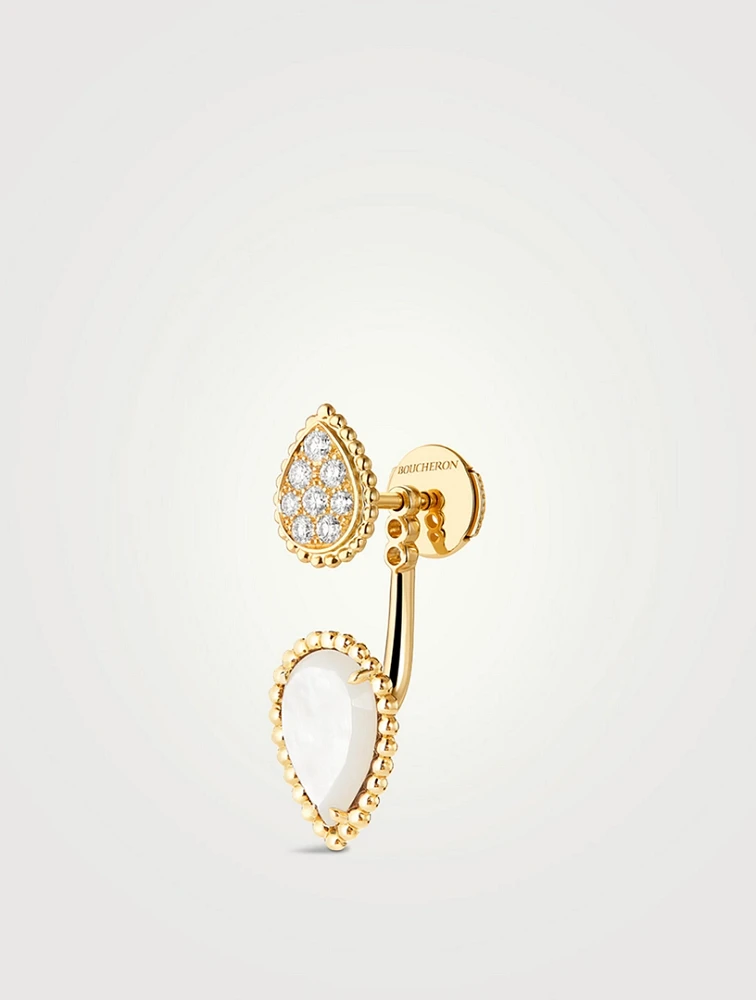 S And XS Motif Serpent Bohème Stud Earring With Mother-Of-Pearl And Diamonds