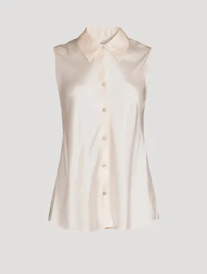 Bias-Cut Sleeveless Silk Shirt