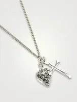 Silver Heart And Cross Pendant Necklace