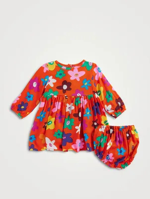 Dress and Bloomers Set Smiling Flower Print