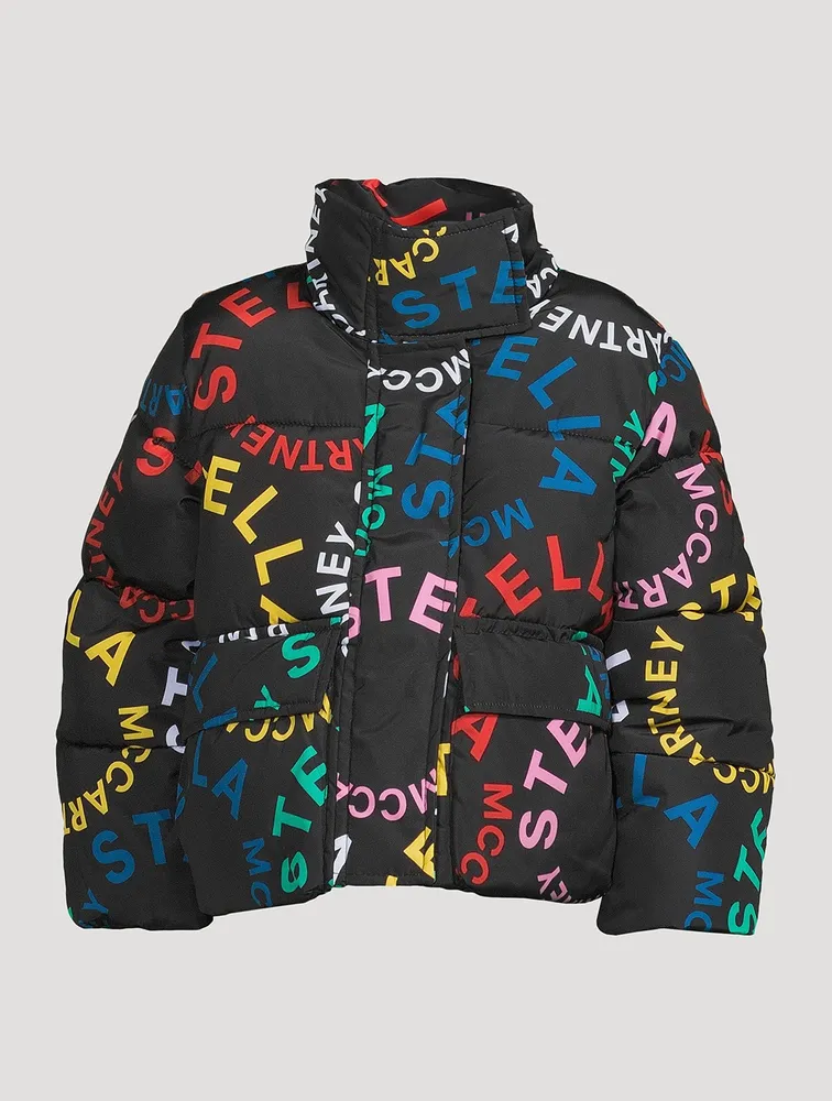 Puffer Jacket Circular Logo Print