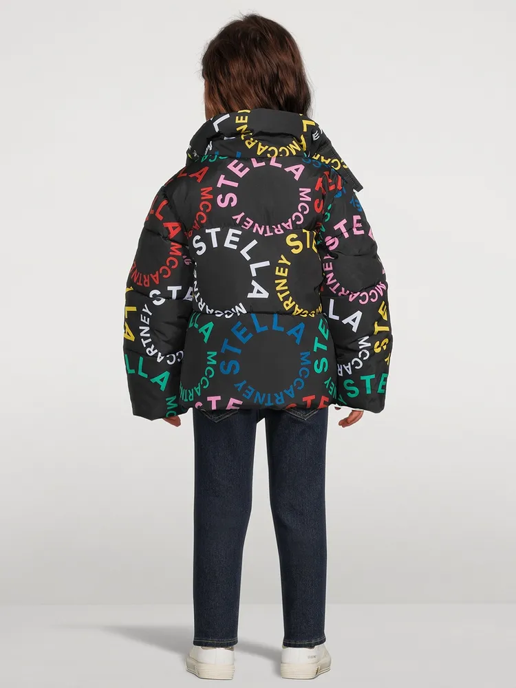 Puffer Jacket Circular Logo Print