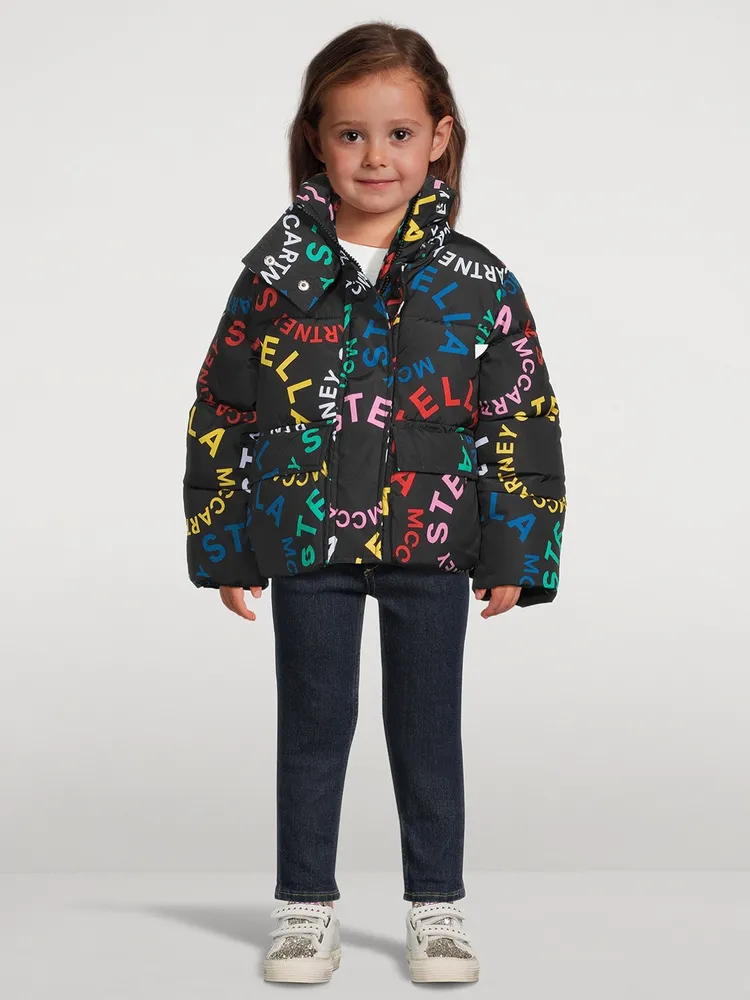 Puffer Jacket Circular Logo Print