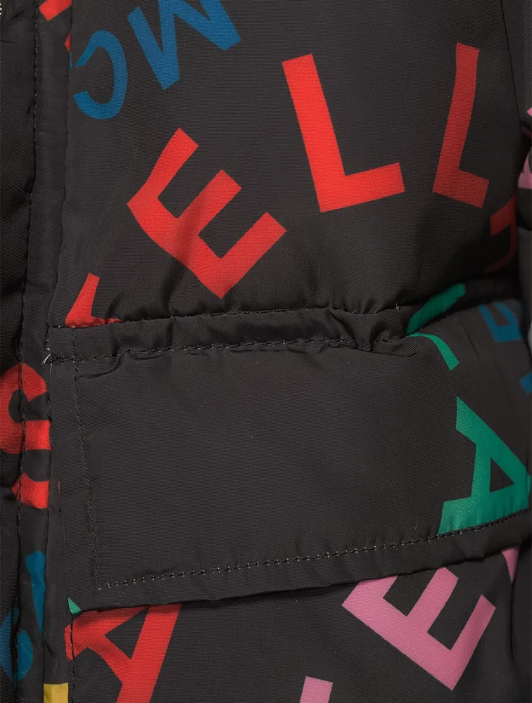 Puffer Jacket Circular Logo Print