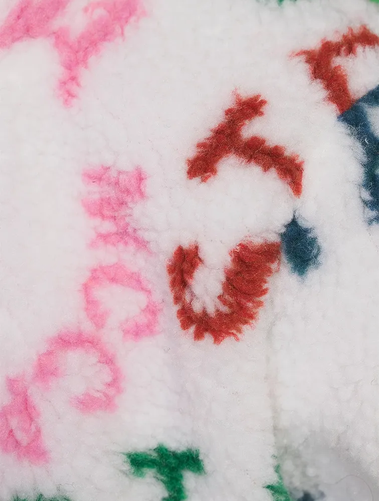 Fleece Jacket Circular Logo Print