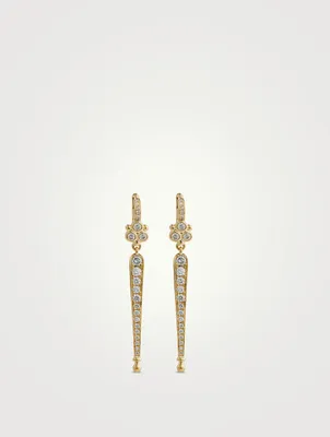 18K Gold Baton Earrings With Diamonds