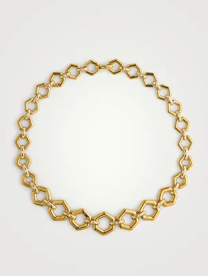 18K Gold Beehive Link Necklace