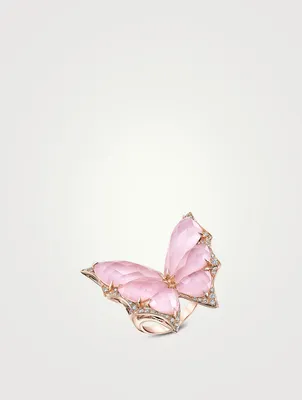 Fly By Night 18K Rose Gold Ring With Quartz
