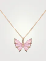 Small Fly By Night 18K Rose Gold Crystal Haze Pendant Necklace With Diamonds