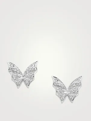 Fly By Night 18K White Gold Pave Stud Earrings With Diamonds