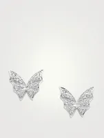 Fly By Night 18K White Gold Pave Stud Earrings With Diamonds