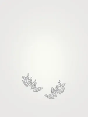 Fly By Night 18K White Gold Triple Butterfly Earrings With Diamonds