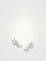 Fly By Night 18K White Gold Triple Butterfly Earrings With Diamonds