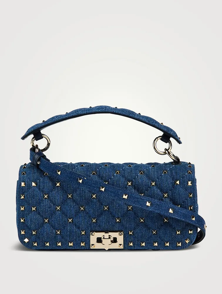 Valentino Medium Rockstud Spike Shoulder Bag in Light Denim