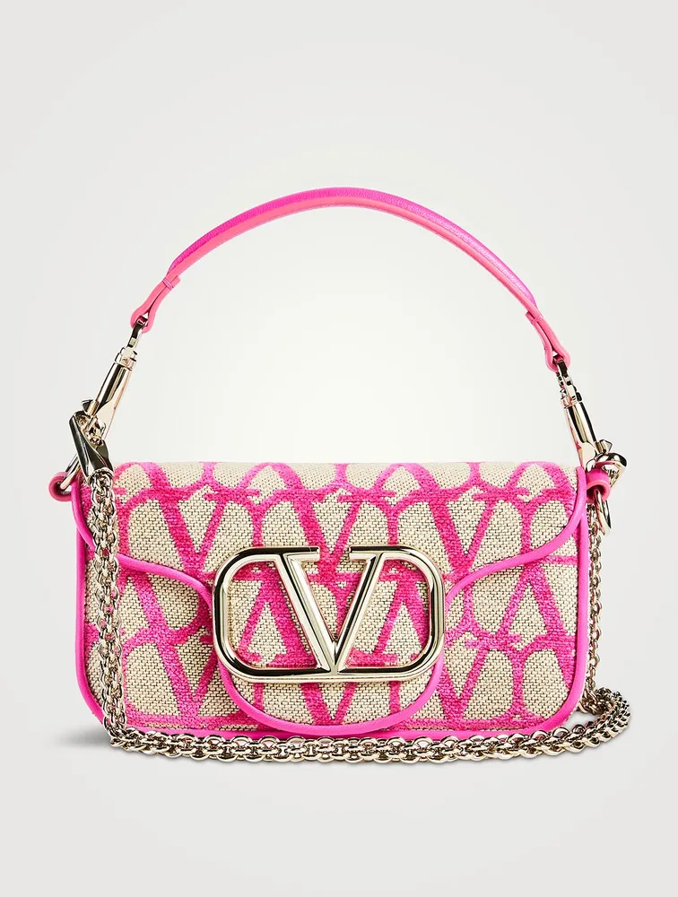 Toile Iconographe Leather Trimmed Crossbody Bag in Pink - Valentino  Garavani