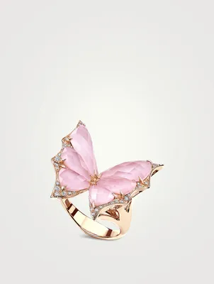 Small LMLMN 18K Rose Gold Crystal Haze Ring With Diamonds