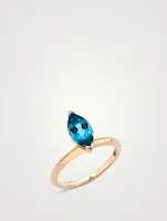 18K Gold Jitterbug Ring With Blue Topaz