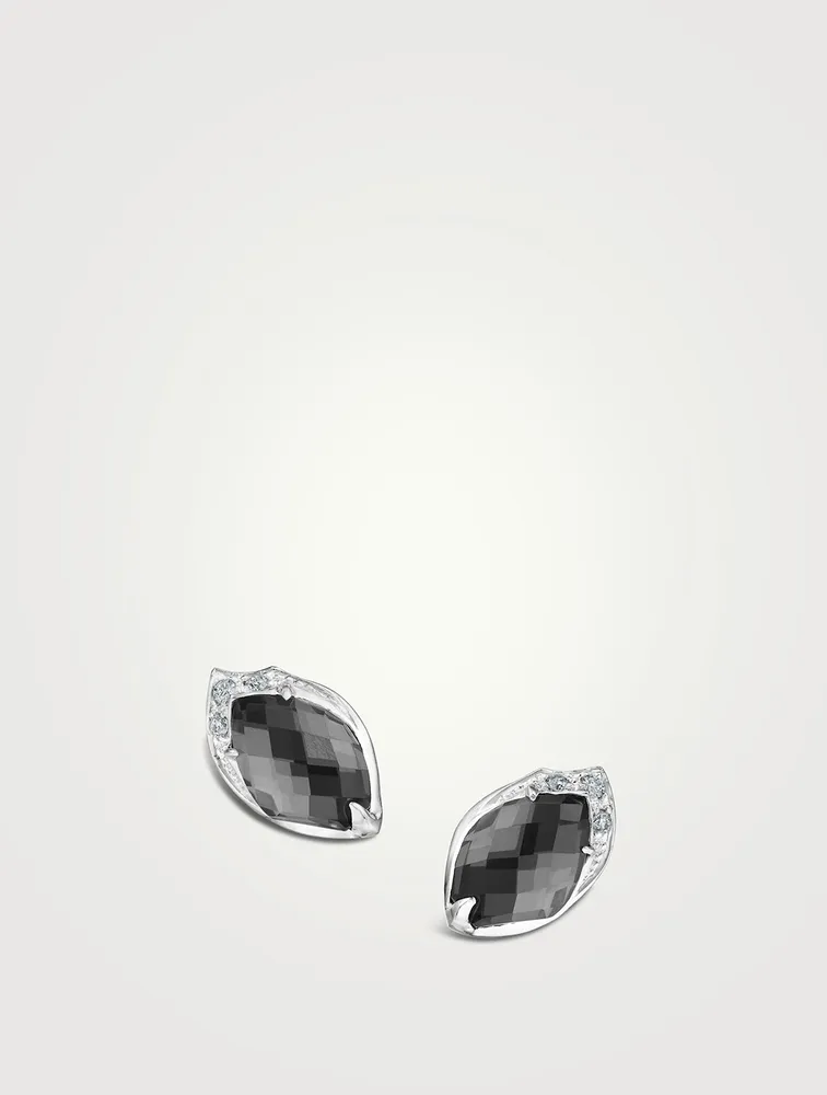 LMLMN 18K White Gold Crystal Haze Earrings With Diamonds