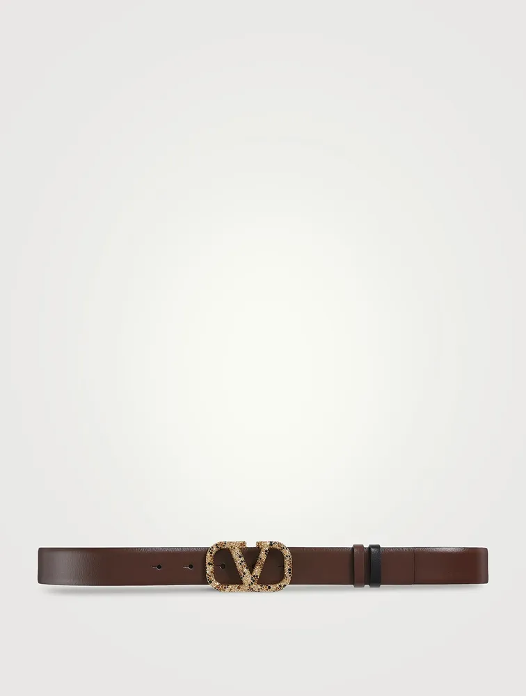 Crystal VLOGO Leather Belt