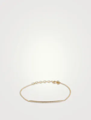 14K Gold Diamond Bar Chain Bracelet