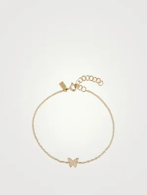 14K Gold Butterfly Bracelet With Diamonds