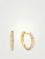 Mini 14K Gold Dome Huggie Hoop Earrings With Diamonds