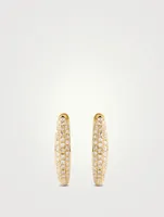 Mini 14K Gold Dome Huggie Hoop Earrings With Diamonds