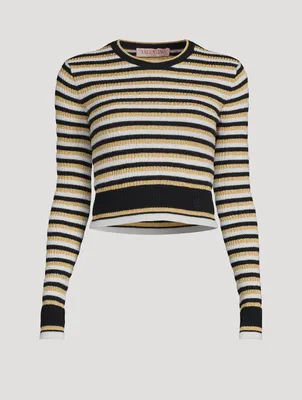 Jacquard Stripe Lurex Wool Sweater