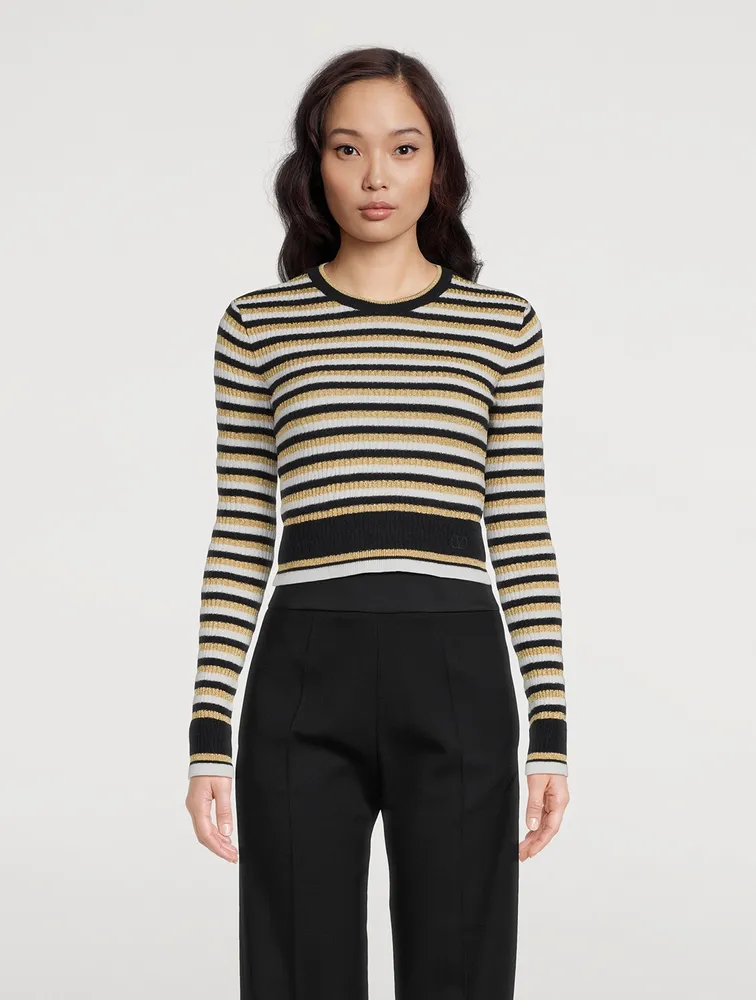 Jacquard Stripe Lurex Wool Sweater
