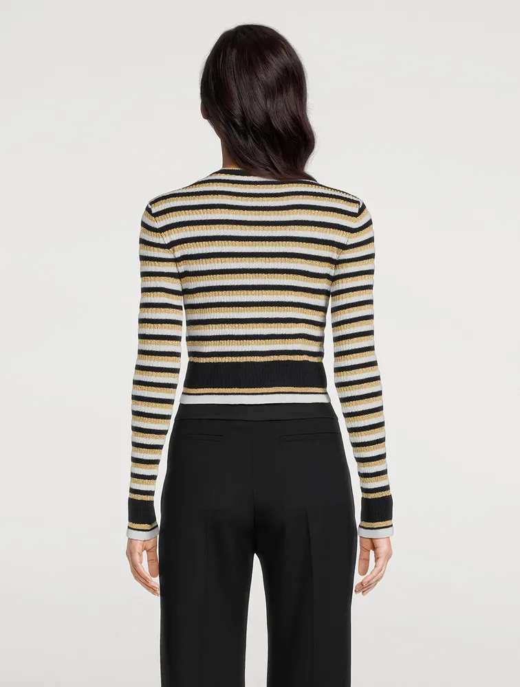 Jacquard Stripe Lurex Wool Sweater
