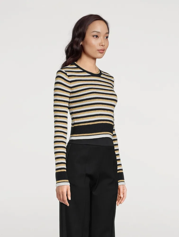 Jacquard Stripe Lurex Wool Sweater