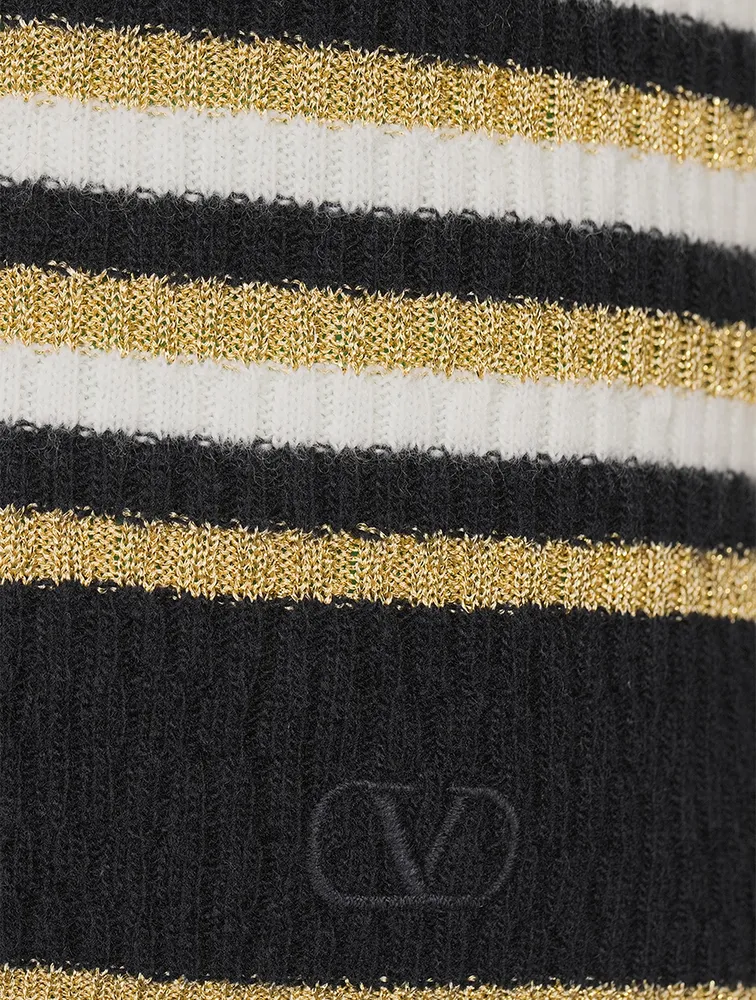 Jacquard Stripe Lurex Wool Sweater
