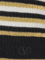 Jacquard Stripe Lurex Wool Sweater