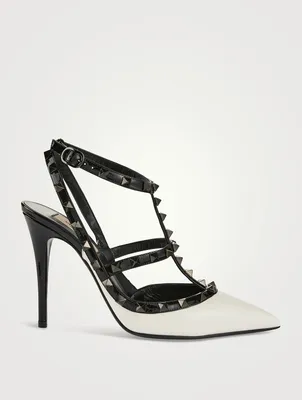 Rockstud Leather Ankle-Strap Pumps