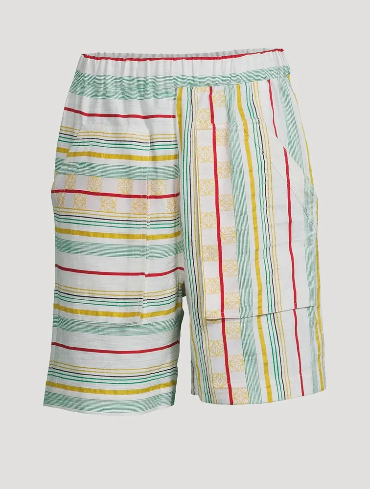 Cotton And Linen Shorts Stripe Print