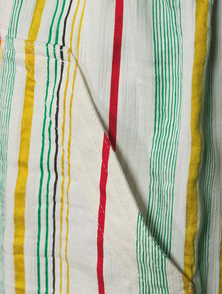 Cotton And Linen Shorts Stripe Print