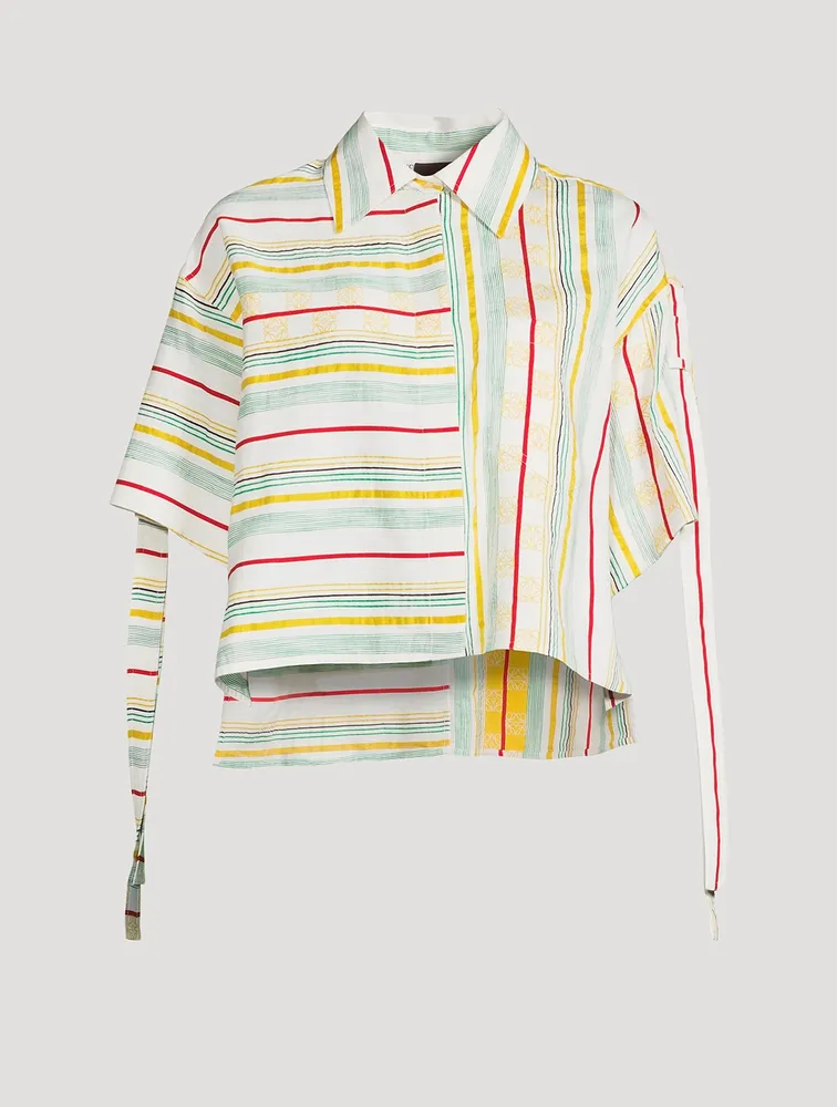 Loewe x Paula’s Ibiza Cotton Linen And Silk Cropped Shirt Striped Print