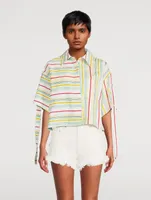 Loewe x Paula’s Ibiza Cotton Linen And Silk Cropped Shirt Striped Print