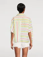 Loewe x Paula’s Ibiza Cotton Linen And Silk Cropped Shirt Striped Print