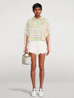 Loewe x Paula’s Ibiza Cotton Linen And Silk Cropped Shirt Striped Print