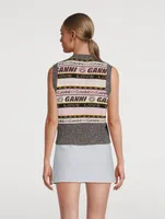 Wool-Blend Graphic V-Neck Sweater Vest